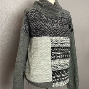 Warm gray cowl neck pullover sweater